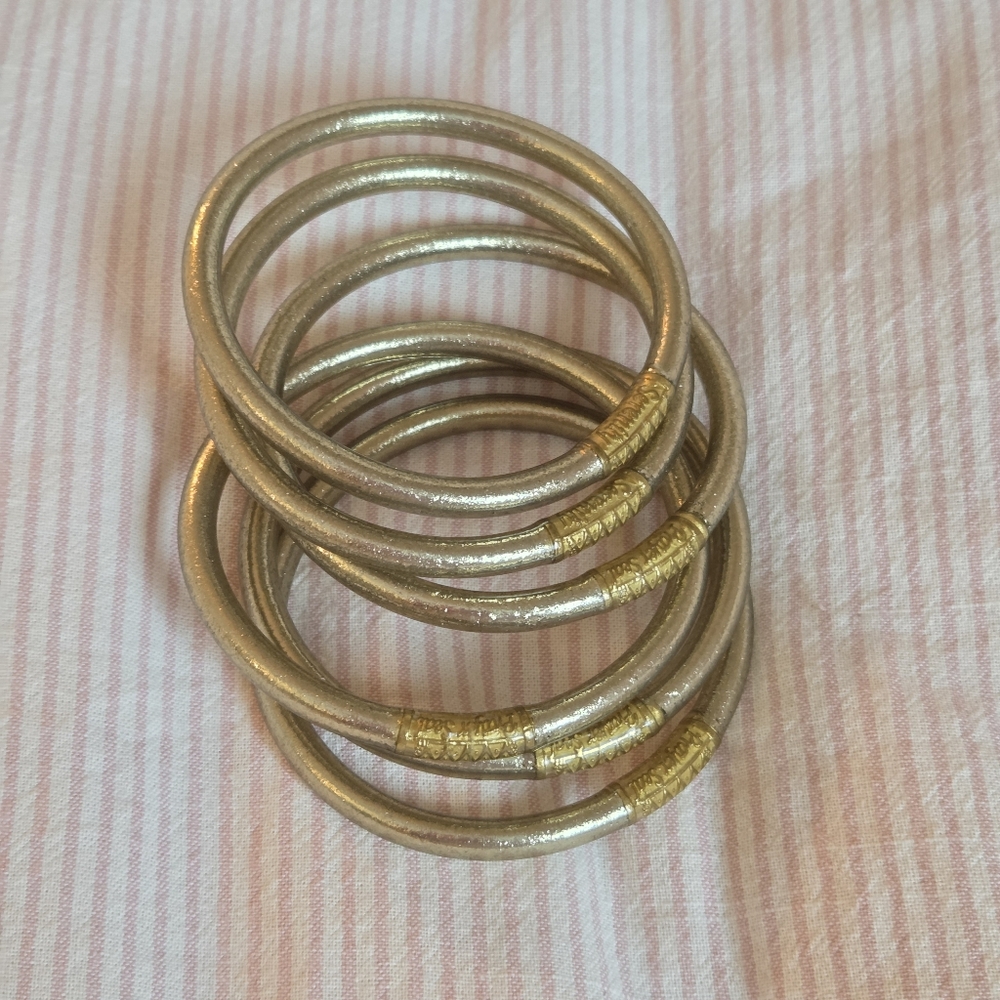 BUDHAGIRL Etoile All Weather Bangles® (Set of 6) - Serenity Prayer Sz Medium - Picture 3 of 5